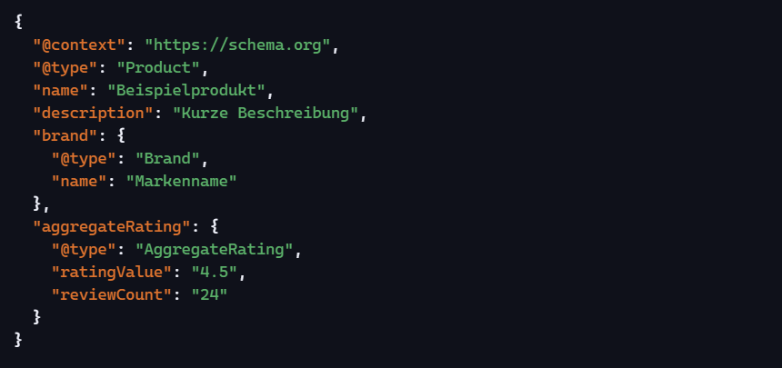 Auszug eines JSON LD Codes als Beispiel