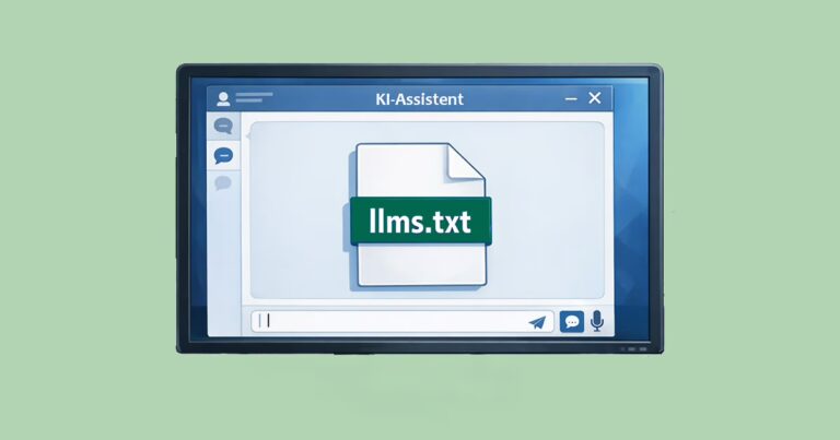 Bildschirm wo ein KI-Assistent geöffnet ist. Anstelle von Text ist ein File-Icon zu sehen mit dem Titel llms.txt